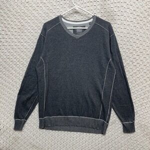 BKE Athletic Fit Sweater Men's Large Gray‎ V Neck Pullover  100% Cotton